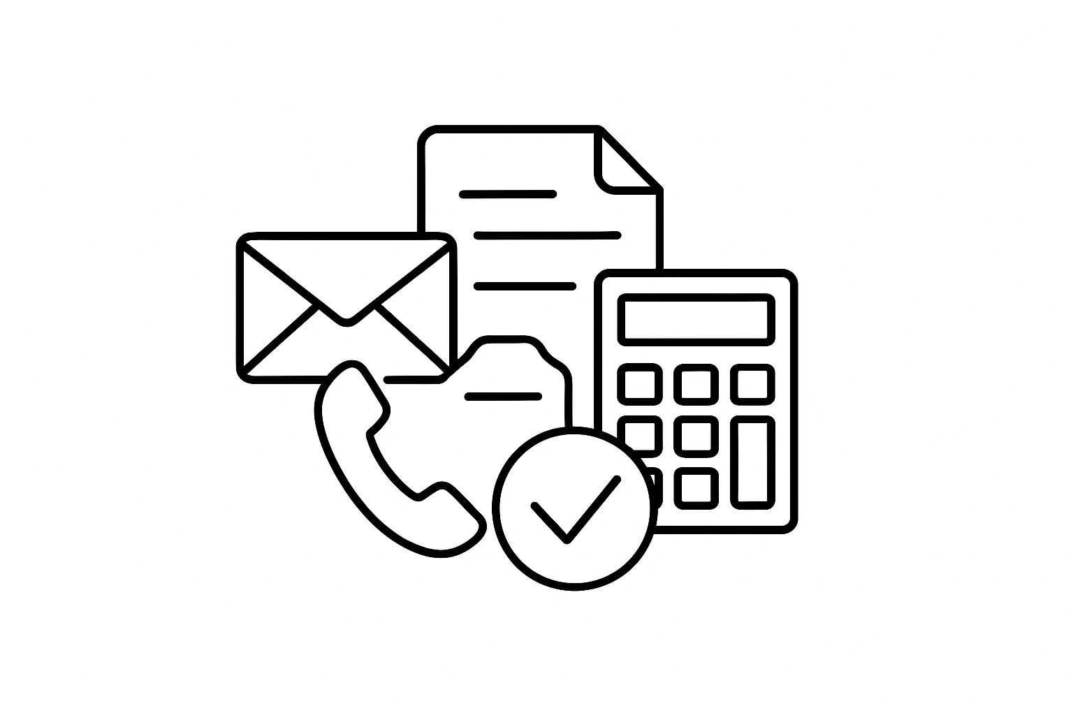 Line illustration of communication, documents, and organization tools